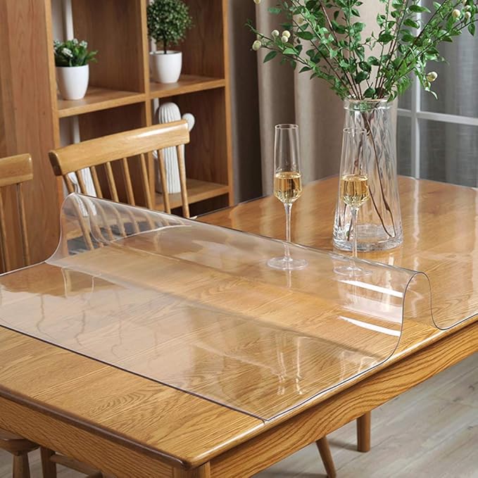 Wadrac 20x32 inch Office Desk Mat Blotter Clear PVC Pad Waterproof Side Table Cloth Protector Top Pad Cover Clear Plastic Vinyl Transparent Vinyl Wipeable Heat Resistant Kitchen Countertop Floor Mat