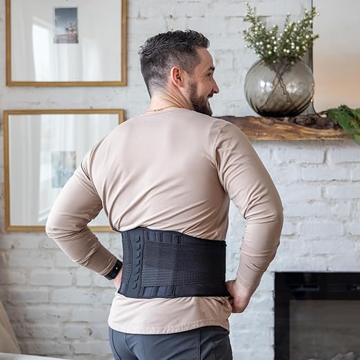Copper-Infused Back Support Brace – Lightweight, Breathable Lumbar Belt with 6 Flexible Nylon Stays and Dual Adjustable Straps for Lower Back Pain Relief, Muscle Spasms, Strains, Arthritis, and Sciatica – Suitable for Men and Women (Medium)