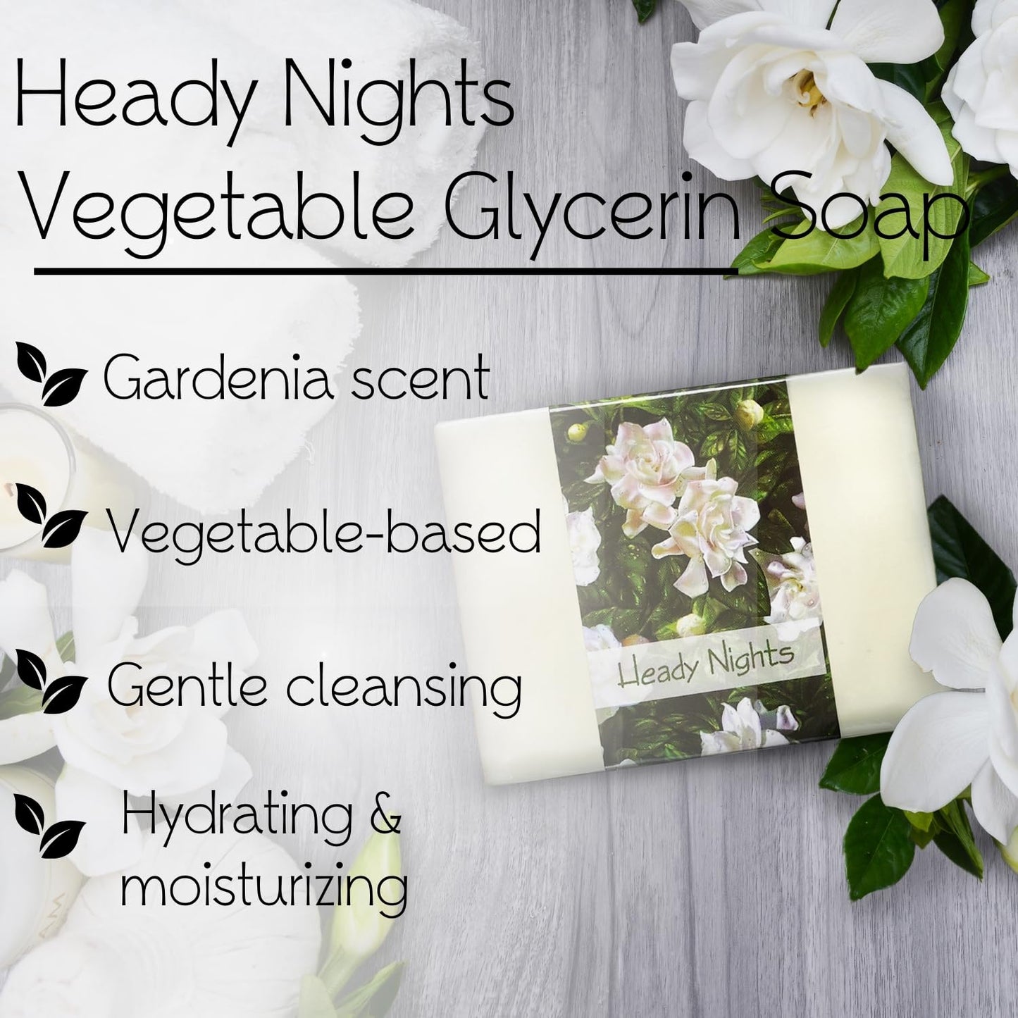 Glycerin Bar Soap Heady Nights Scent - Natural, Vegan-Friendly, Hypoallergenic - Moisturizing and Hydrating with 100% Vegetable Glycerin - Sulfate-Free, Paraben-Free, Chemical-Free - 4.5 oz