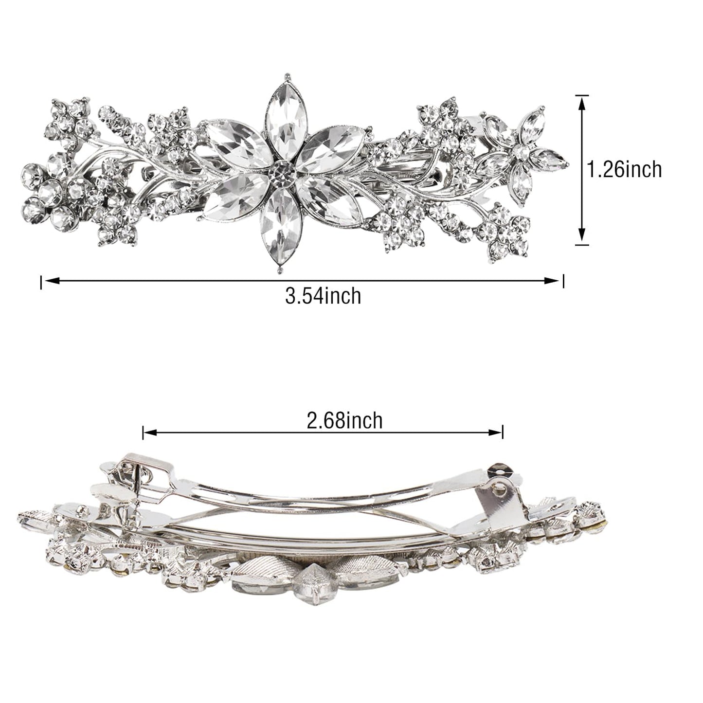 Crystal Hair Barrettes, White Rhinestone Flower Hairpins Hair Clips, Sparkly Austrian Hairgrip Hair Headwear Accessories for Women Girls
