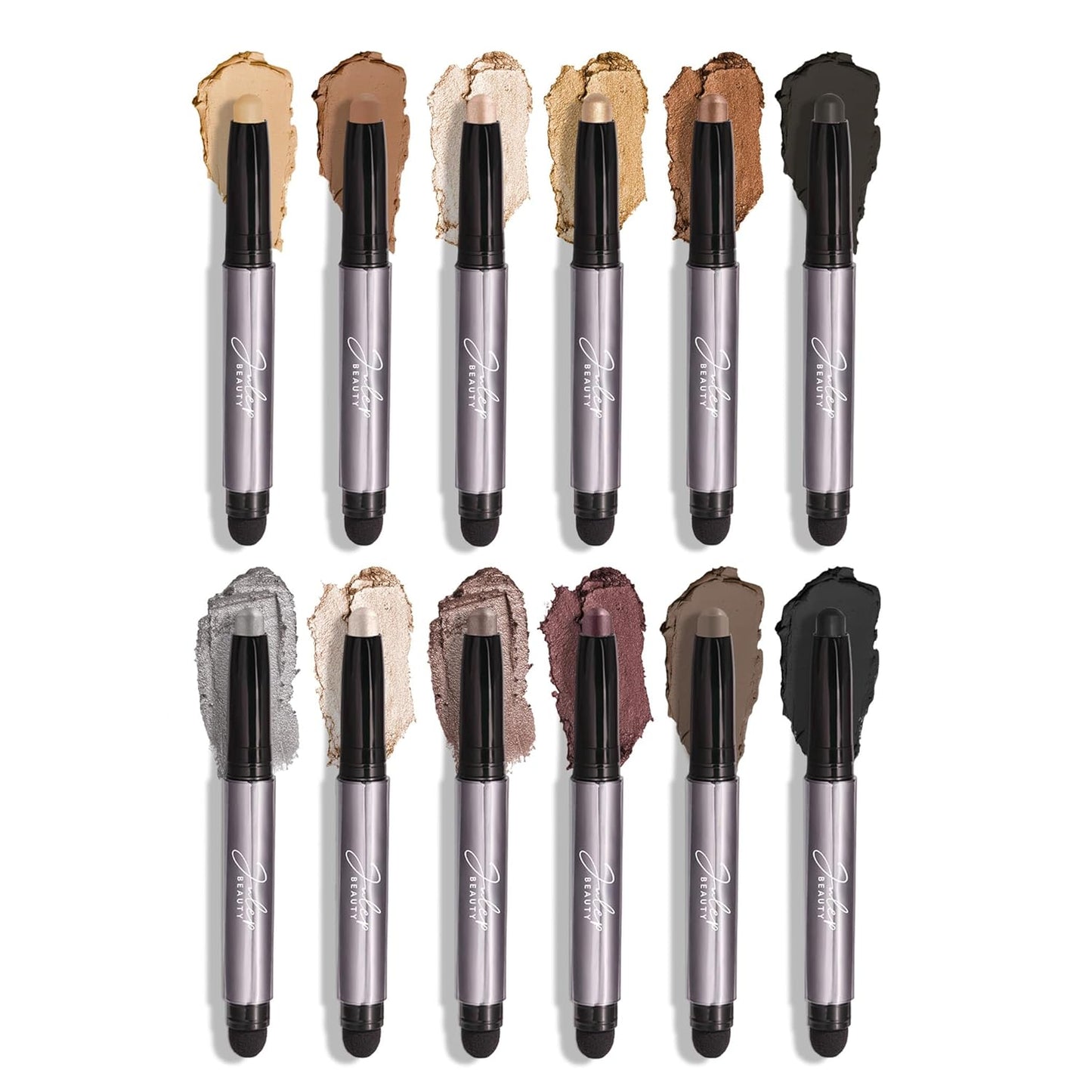 Julep Eyeshadow 101 Crème-to-Powder Eyeshadow Stick Palette-Style Creme-to-Powder 12 Piece Gift Set- Daylight and Moonlight Kit