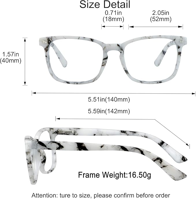 YEIN Bifocal Reading Glasses with Blue Light Blocking Lenses, Bifocal Reader for Women and Men, Vintage Square frame with Spring Hinge (+0.50/+2.25 magnification)