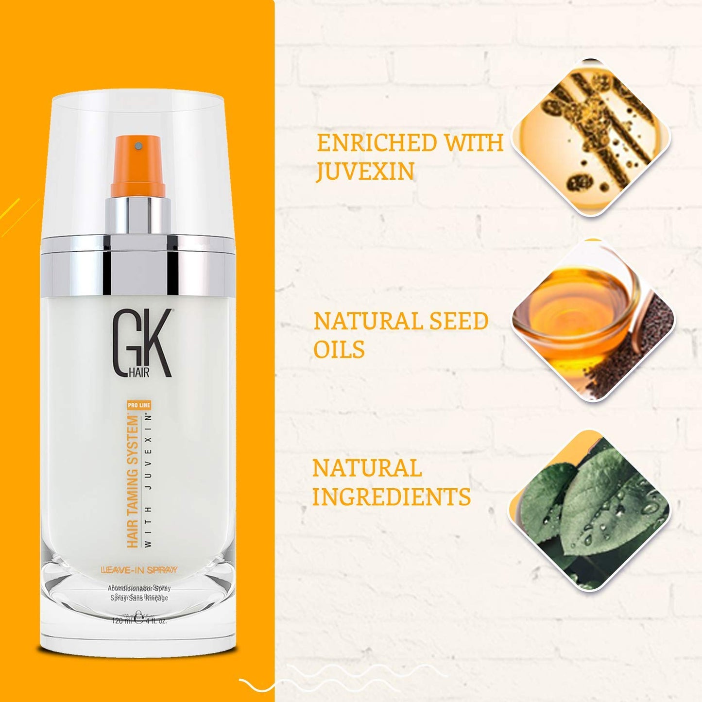 Global Keratin GK Hair Moisturizing Shampoo and Conditioner Set 300ml I Leave in Conditioner Spray (120ml/4 fl. oz)