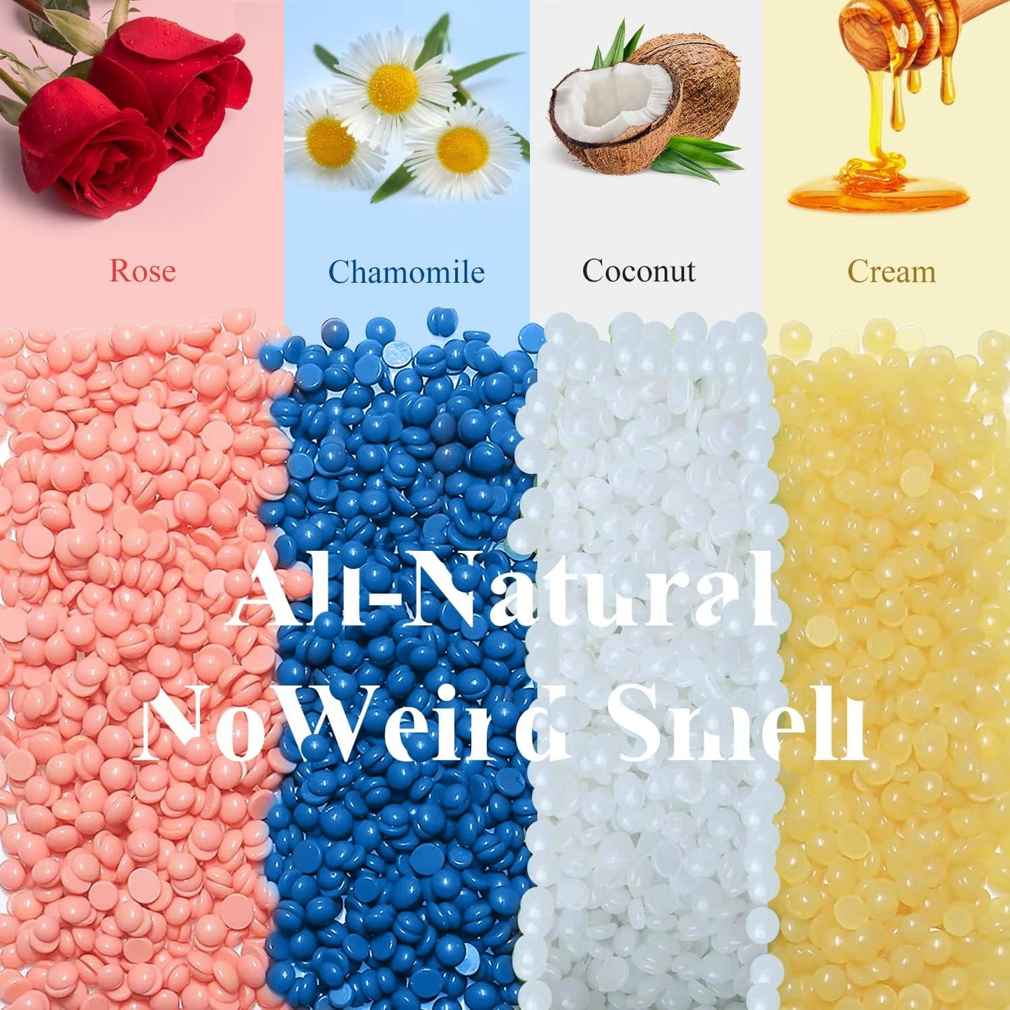 Hard Wax Beads for Hair Removal, 1.1lb/17.6oz Painless Waxing Beads for Sensitive Skin, Full Body Hard Wax Beans with 20 Applicators for Women Men Bikini Brazilian, Armpit,Back and Chest Waxing(Honey)