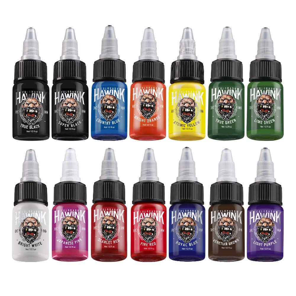 Wireless Tattoo Kit Tattoo Gun Rotary Tattoo Machine+ Tattoo Ink Set 1/2 oz (15ml) Tattoo Supply 14 Colors