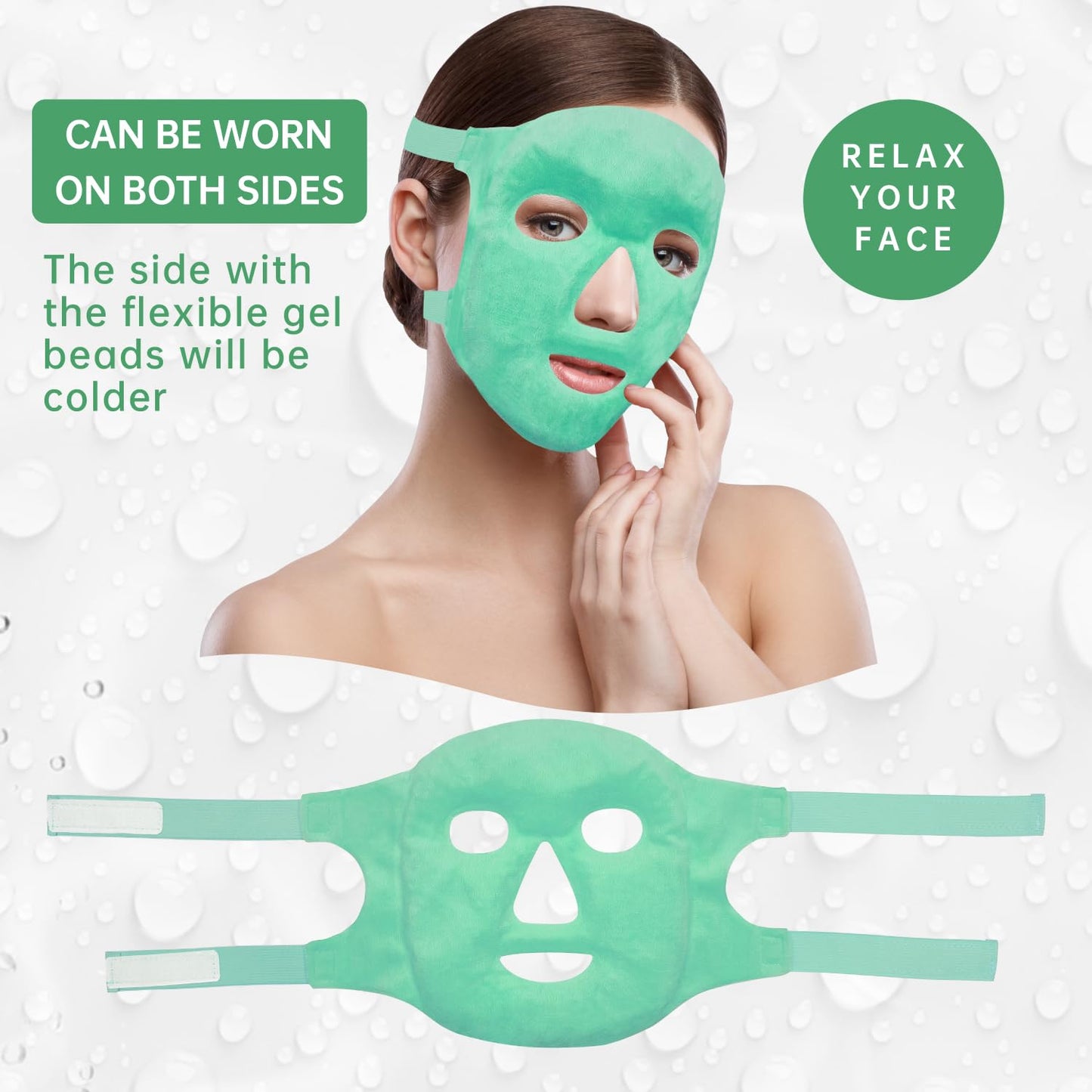 Face Eye Mask Ice Pack for Reducing Puffiness, Bags Under Eyes, Puffy Dark Circles, Migraine,Hot/Cold Pack with Soft Plush Backing (Green #43)