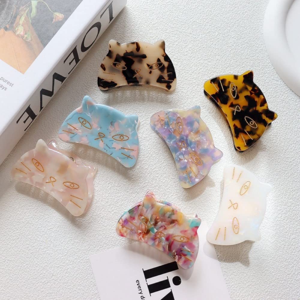 Cute Cat Head Hair Clips,Cellulose Acetate Hair Clips,Small Claw Clips for Girl,Hair Accessories,S5