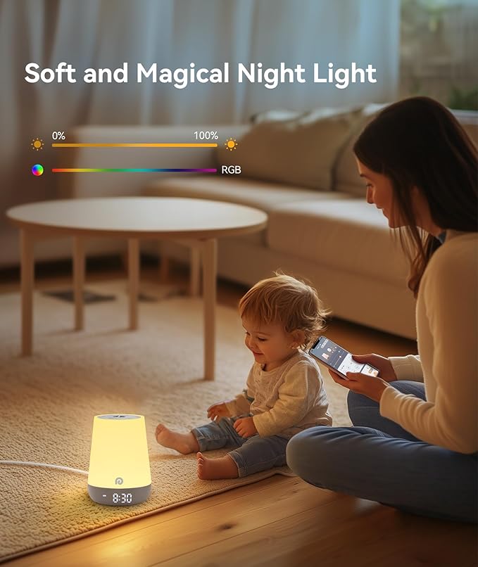 Dreamegg Nite 1 - Baby Sound Machine, Sleep Trainer, Night Light for Kids, Ok to Wake Alarm Clock, 34 Soothing Sounds, App Control, White Noise Sound Machine for Baby Kids Toddler Nursery(Cozy Xmas)