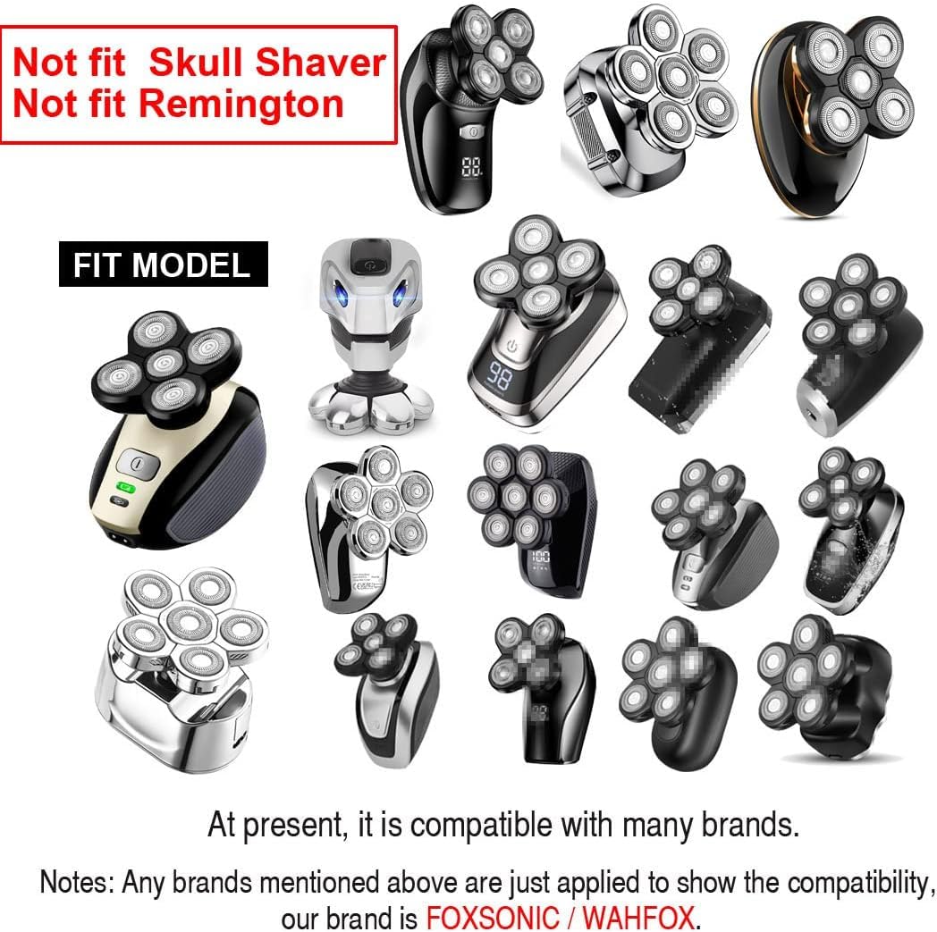 FOXSONIC 2 Universal 5 Blades Head Shaver Replacement Heads for Head Shaver, Head Shaver Replacement Blades