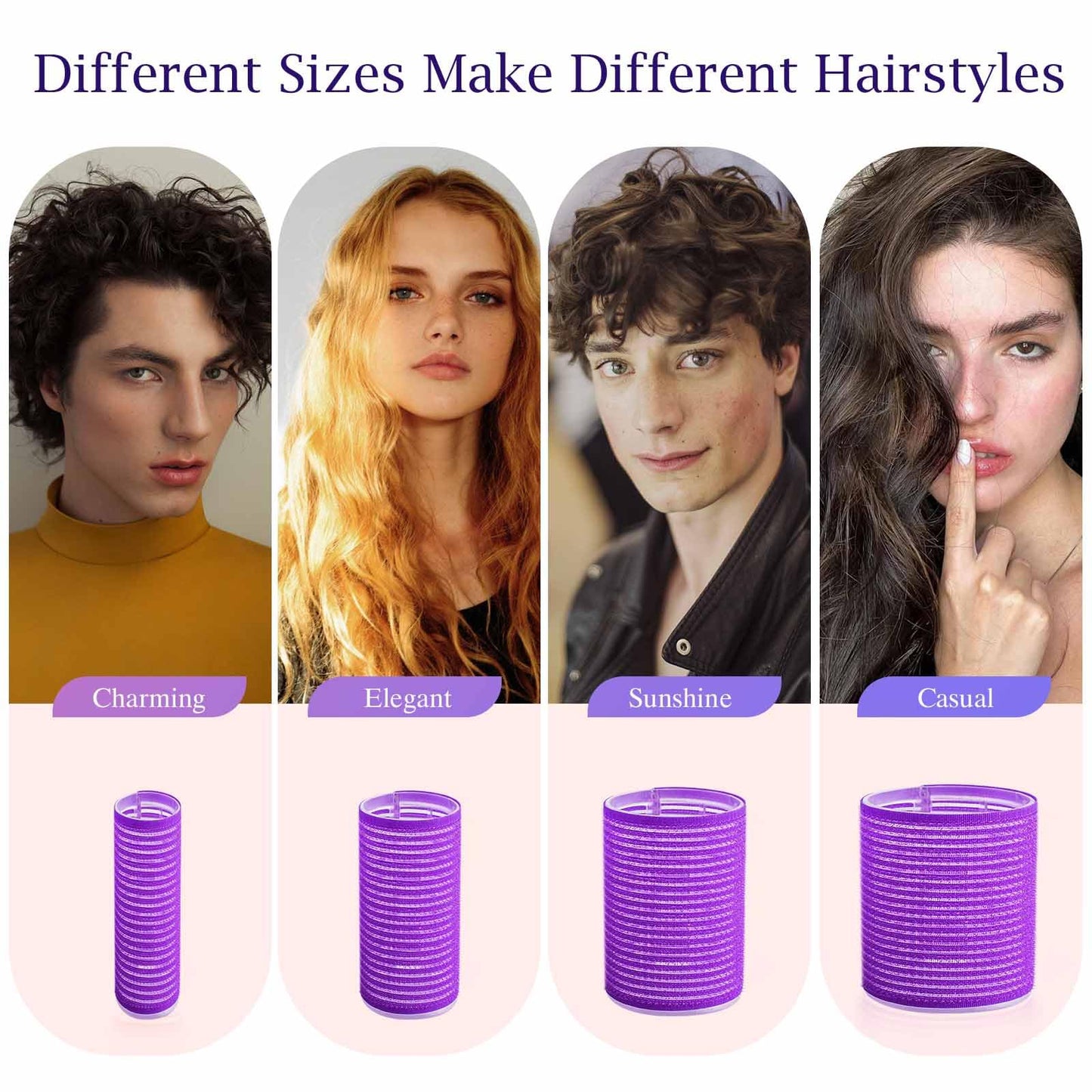 EHBELIF Jumbo Hair Rollers Set with Clips 34Pcs Rollers Hair Curlers Blowout Look Hair Roller (Purple)
