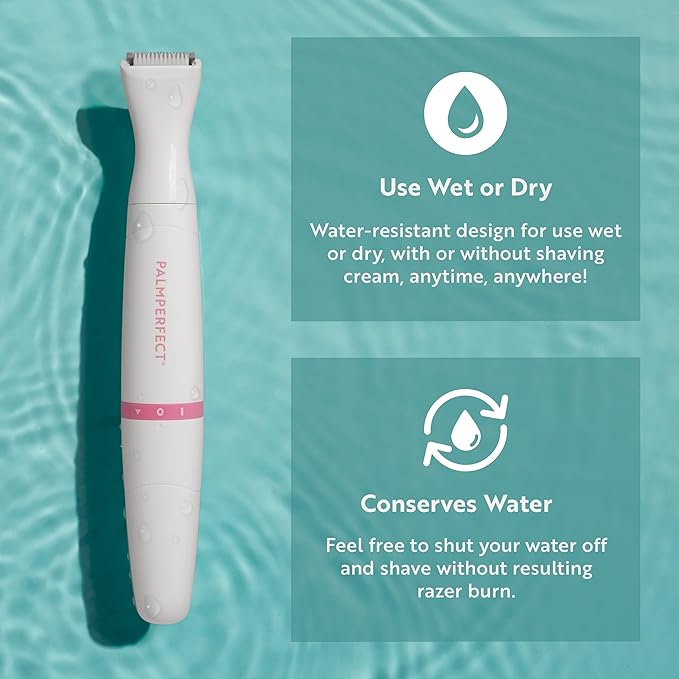 Clio PALMPERFECT Pro Series Bikini Trimmer for Women - Includes Foil Shaver and Exfoliating Brush Head - Cordless Hair Removal Electric Razor