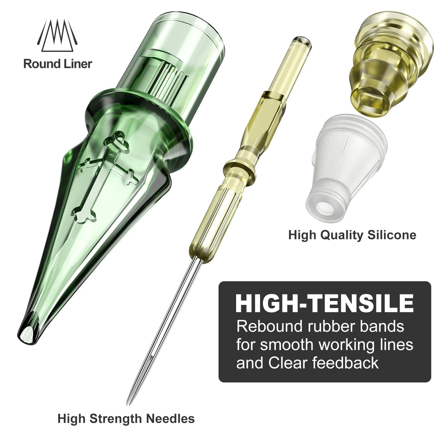 Tattoo Needles,Solong Pro 20Pcs Disposable Tattoo Cartridge Needles 1007 Round Liner X-Taper Needle Cartridges(1007RL) EN01S-20-1007RL-X