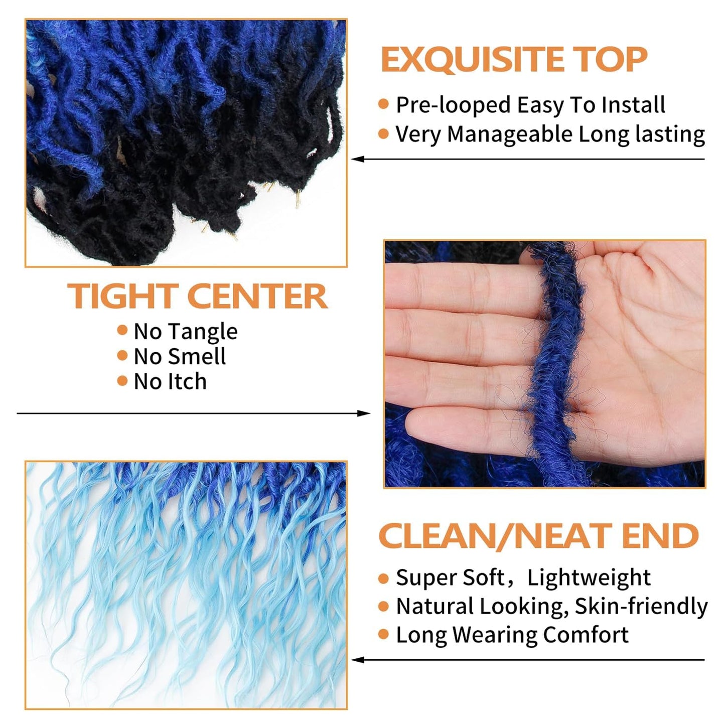 Faux Locs Crochet Hair For Black Women Soft Locs 24 Inch Goddess Crochet Hair Curly Ends Dreadlocks Boho Style Synthetic Braiding Hair Extensions (2 Packs 16 Strands)