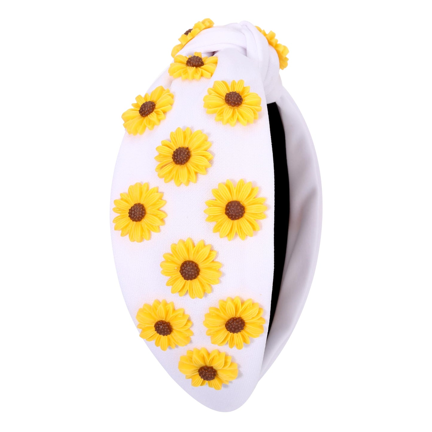 MOLOCH Flower Headband for Women Summer Beach Accessories Outfits Beaded Sunflower Knotted Headband Jeweled Crystal Top Knot Headband Summer Beach Vacation Party Decorations Gifts