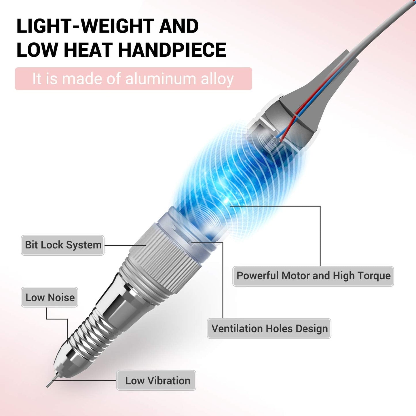 MelodySusie 30000 RPM Professional Nail Drill-Scarlet, High Speed, Low Heat, Low Noise, Low Vibration, Portable Electric Efile Drill for Shaping, Buffing, Removing Acrylic Nails, Gel Nails