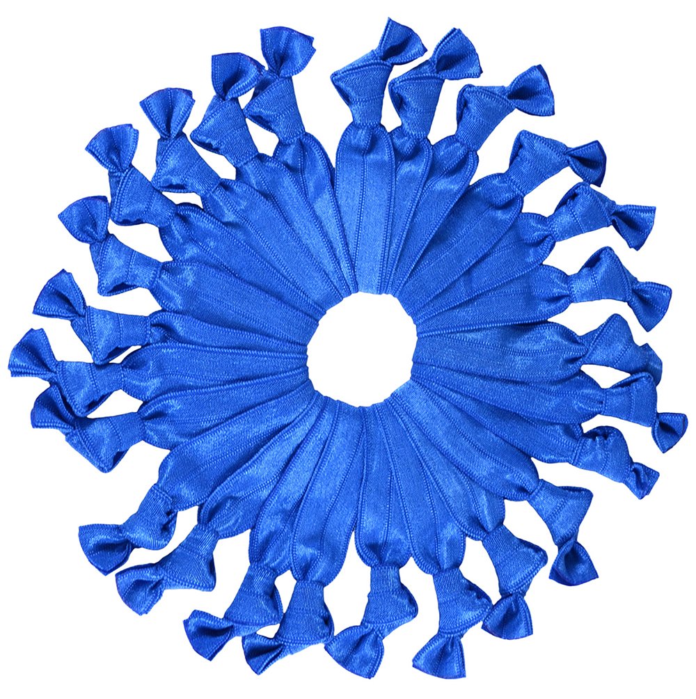 Cyndibands Ribbon Hair Ties - 25 Pack - Royal Blue - Elastic Fabric Ponytail Holders