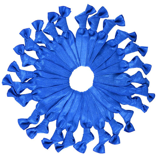 Cyndibands Ribbon Hair Ties - 25 Pack - Royal Blue - Elastic Fabric Ponytail Holders
