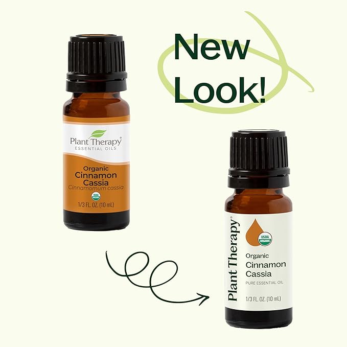 Plant Therapy USDA Certified Organic Cinnamon Cassia Essential Oil 10 mL (1/3 oz) 100% Pure, Undiluted, Therapeutic Grade