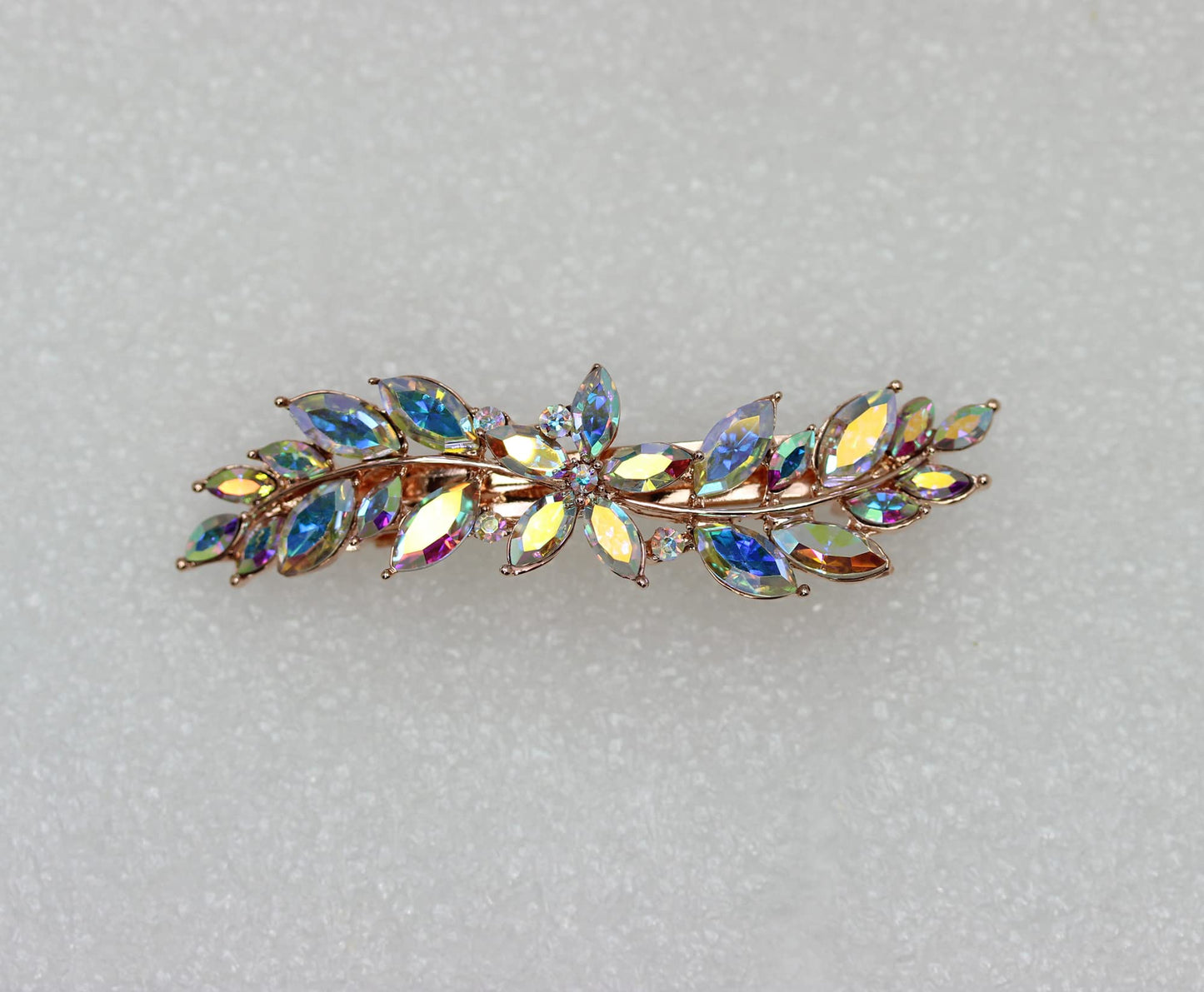 Faship Multicolors AB Rhinestone Crystal Small Floral Hair Barrette Clip
