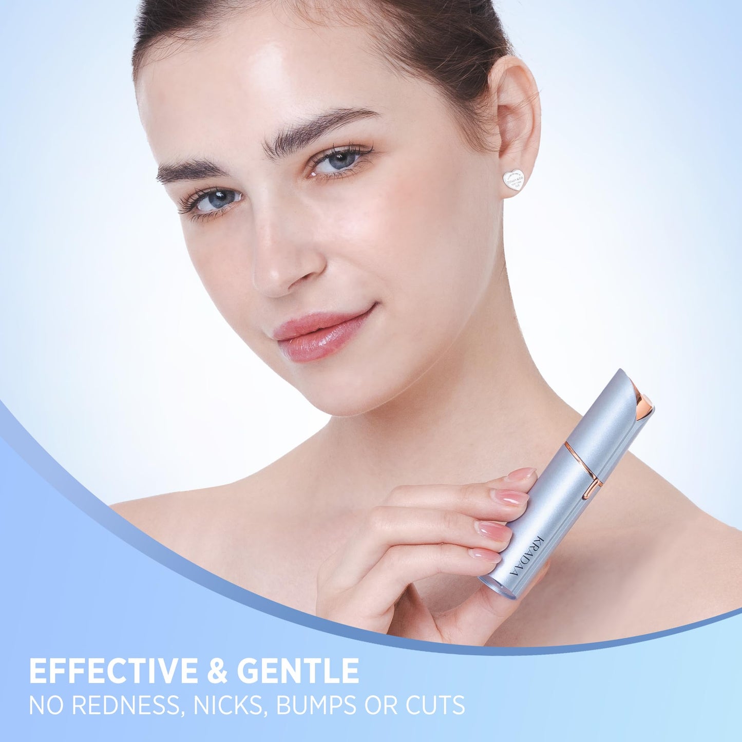 KRADAA Facial Hair Removal for Women: Rechargeable Hair Removal Device - Painless Womens Face Razor Peach Fuzz (Blue)