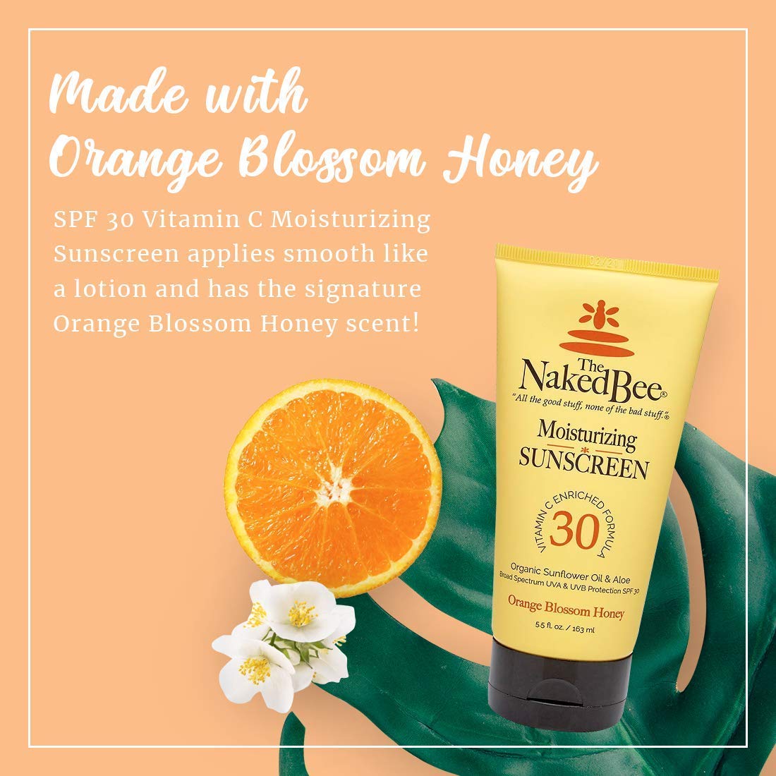 The Naked Bee 2.5oz Vitamin C Facial Moisturizer SPF 30 + Lavender & Beeswax Absolute Hand and Body Lotion 6.7oz + Vitamin C Face & Body Moisturizing Sunscreen SPF 30