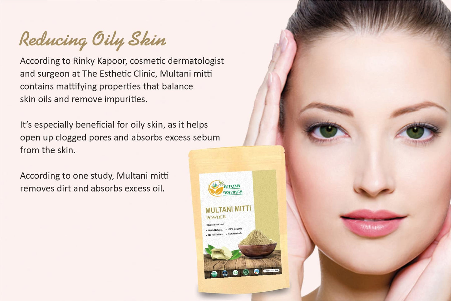 Multani Mitti Earth Clay Bentonite Clay 100% Organic Clay Mask Face Mask Skin Care Indian Healing Kaolin Clay Indian Deep Pure Grade Cleansing Sodium Facial Calcium Natural Green Secret 5.3 Oz