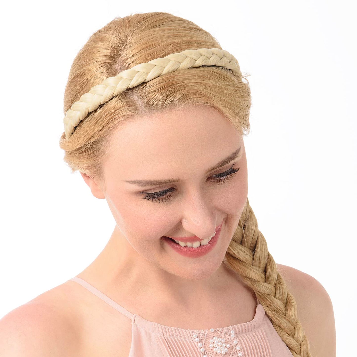 DIGUAN Headband Synthetic Hair Plaited Headband Braid Braided With Teeth Hair Band Accessories for Women Girl Wide 0.6 Inch (Thin-chocolate)