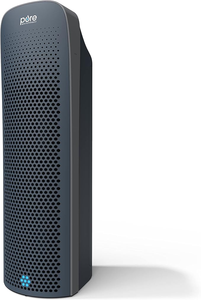 Pure Enrichment PureZone Elite True HEPA Large Room Tower Air Purifier with Air Quality Monitor, 4 Stage Filtration and UV-C Light, Helps Destroy Bacteria, Smoke, Pollen & Dust (Graphite)