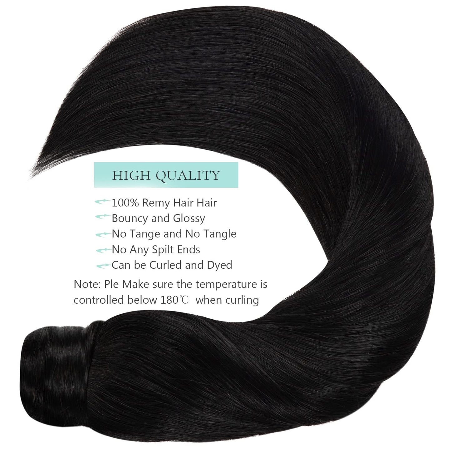Loxxy Pony Tails Hair Extensions Wrap Around Black Ponytail Extension Natural Silky Straight Ponytail Clip in Hair Extensions Hairpiece Virgin 80g 18 Inch Off Black