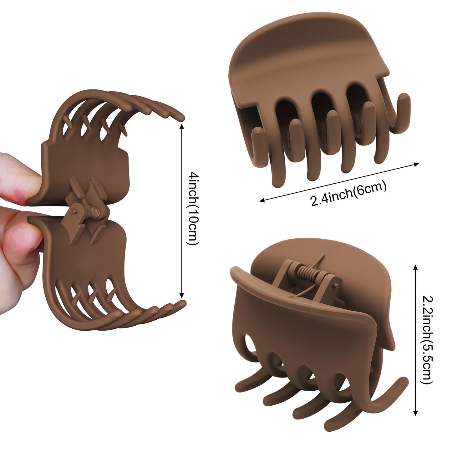 Hair Claw Clips for Fine to Thick Hair - 2.6 Inch Strong Matte Plastic Clips, Non-Slip Clamps for Women, Girls, Kids (6 Packs, Assorted)