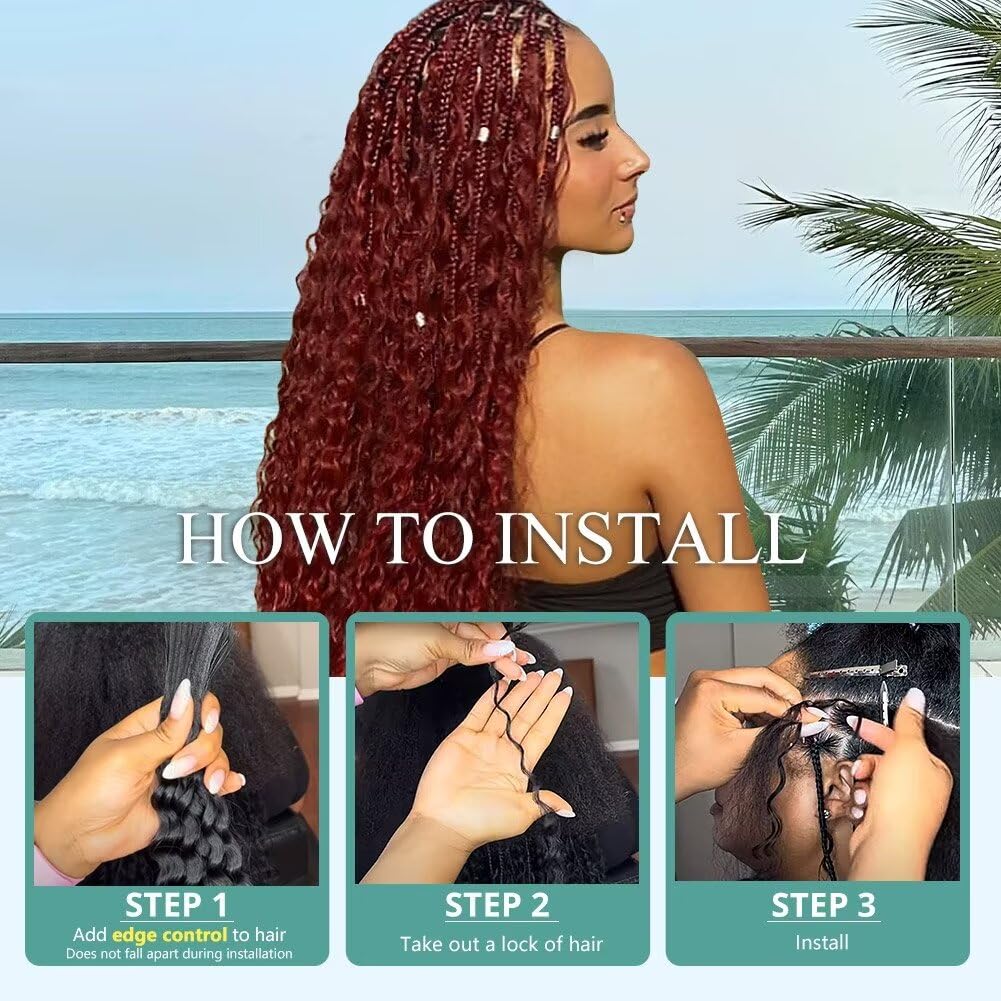 Human Braiding Hair 100g 26 Inch Deep Wave Bulk Human Hair for Braiding 2 Bundles/Pack No Weft Brazilian Virgin Deep Curly Human Hair Extensions Color 99J Burgundy Braiding Hair for Micro Braids