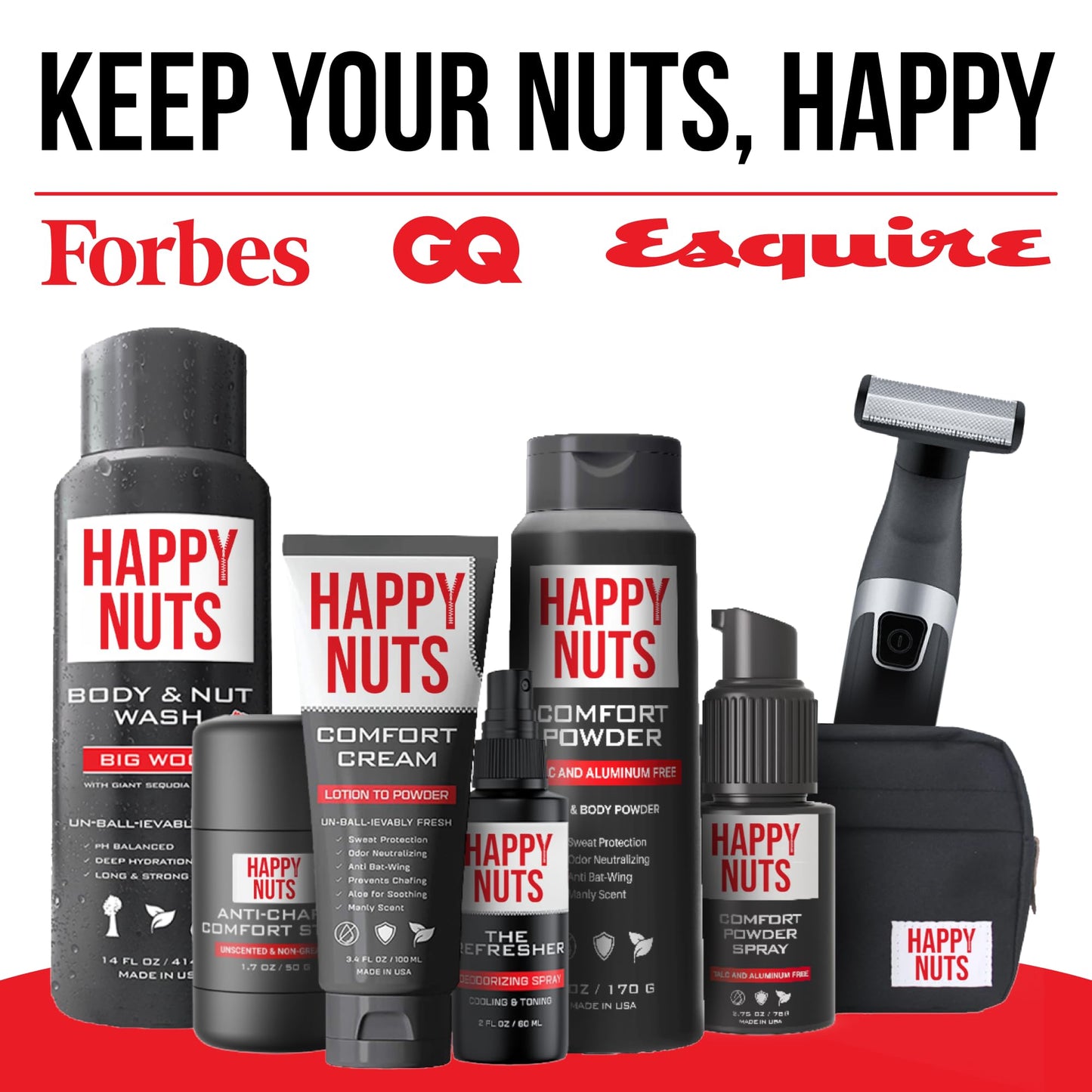 HAPPY NUTS Big Wood Body and Nut Wash - Moisturizing Men's Shower Gel, Bodywash with Deep Cleanse for Sensitive Skin - Men's Body Soap