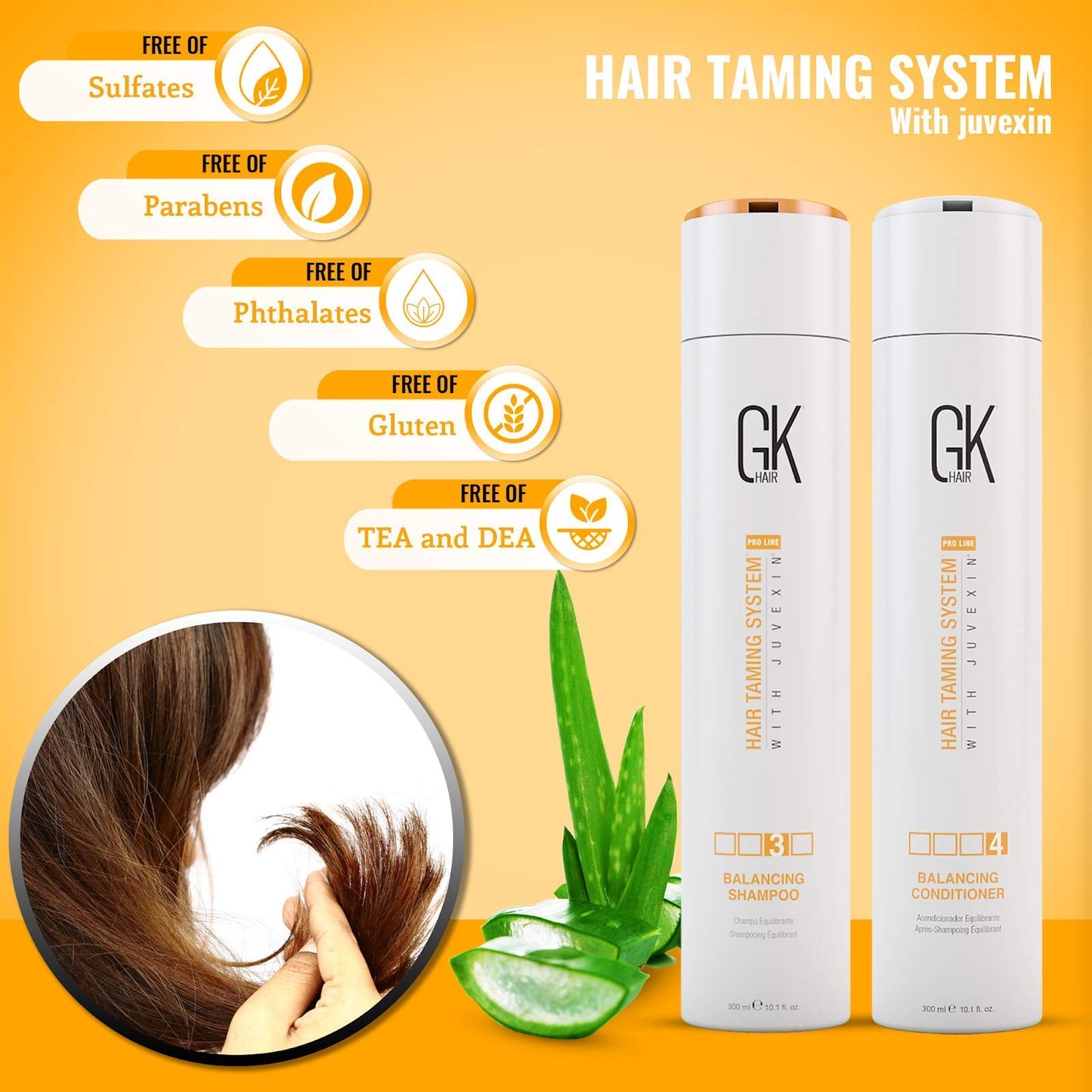 GK Hair Global Keratin Balancing Shampoo and Conditioner Set 300ml - ThermalStyleHer - 100ml/3.4oz