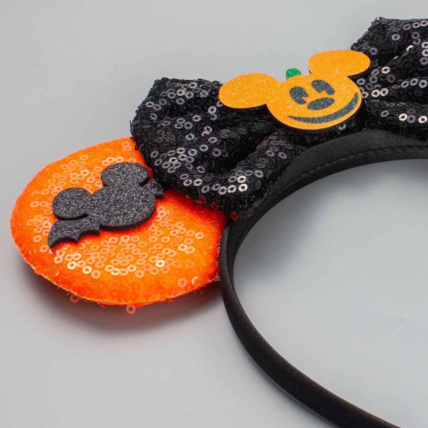 JIAHANG Halloween Mouse Ears Hair Bow Headband, Black Orange Masquerade Party Decoration Costume Headwear Hair Accessories for Women Girls