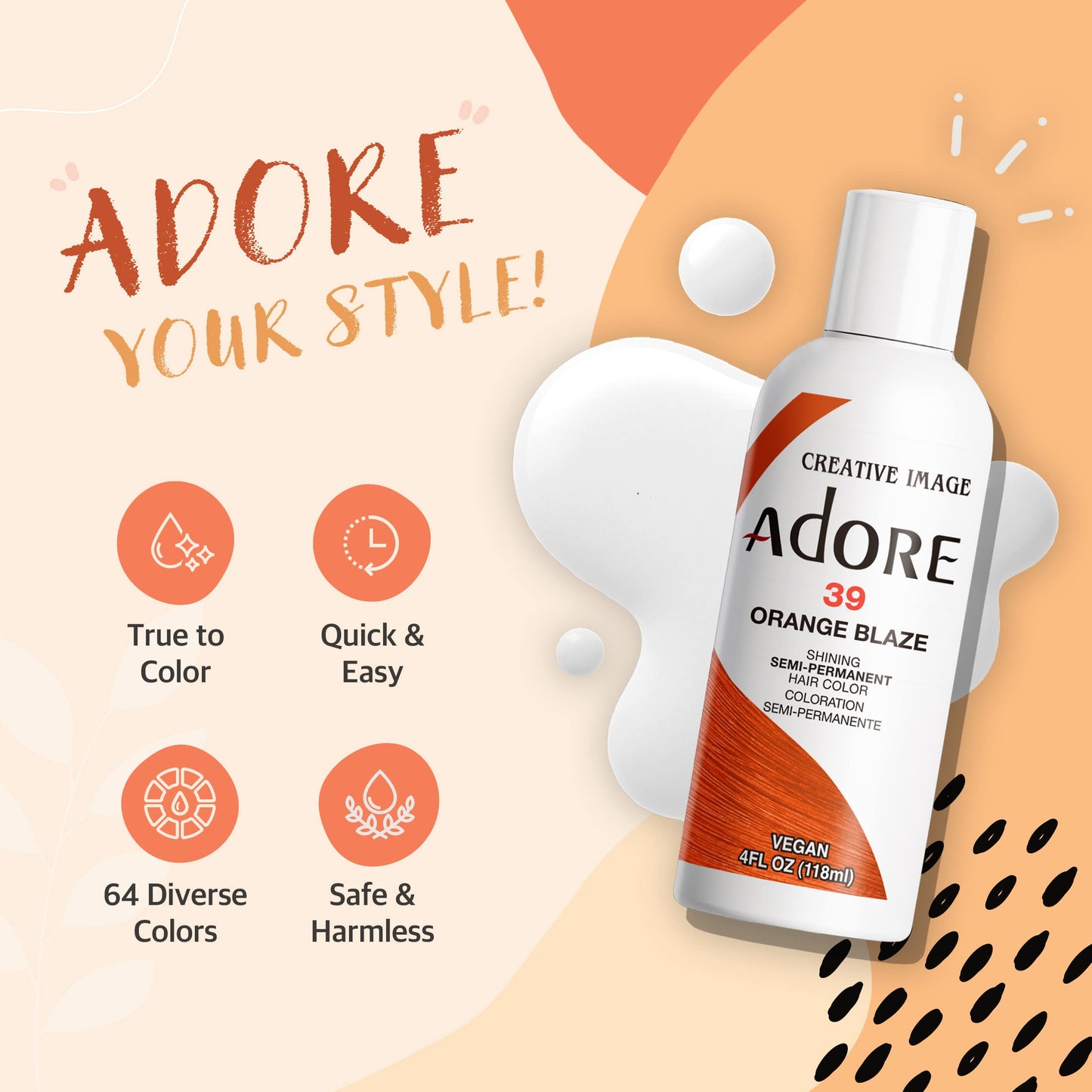 Adore Semi Permanent Hair Color - Vegan and Cruelty-Free Silver Hair Dye - 4 Fl Oz - 155 Titanium (Pack of 2)