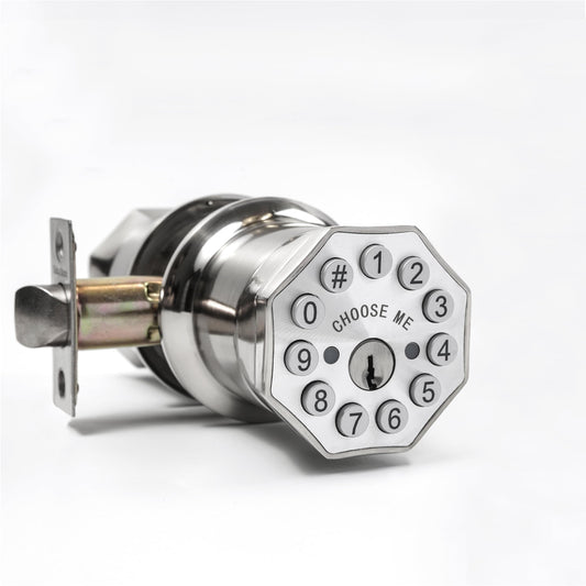 Door Knob with Keypad and Key, Keyless Entry Door Lock,Smart Digital Knob Unlock by Passcode/Keys/USB backuplock,Electronic Door Knob for Home Bedroom Apartment Garage Office Security,Brushed Nickel
