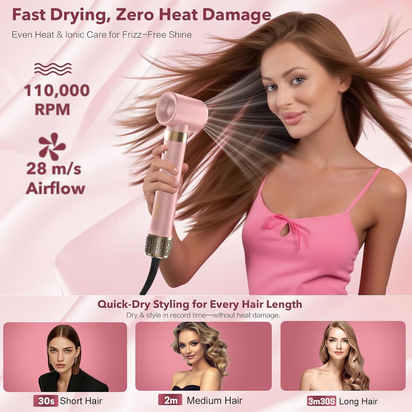 StyleVibe 8-in-1 Multi-Styler, Blow Dryer Brush & Thermal Brush with Auto Wrap Curl L/R, Fast Drying, Smooth Blowouts, Root-Lift Volume, No Heat Damage Frizz-Free Air Styler with Travel Bag