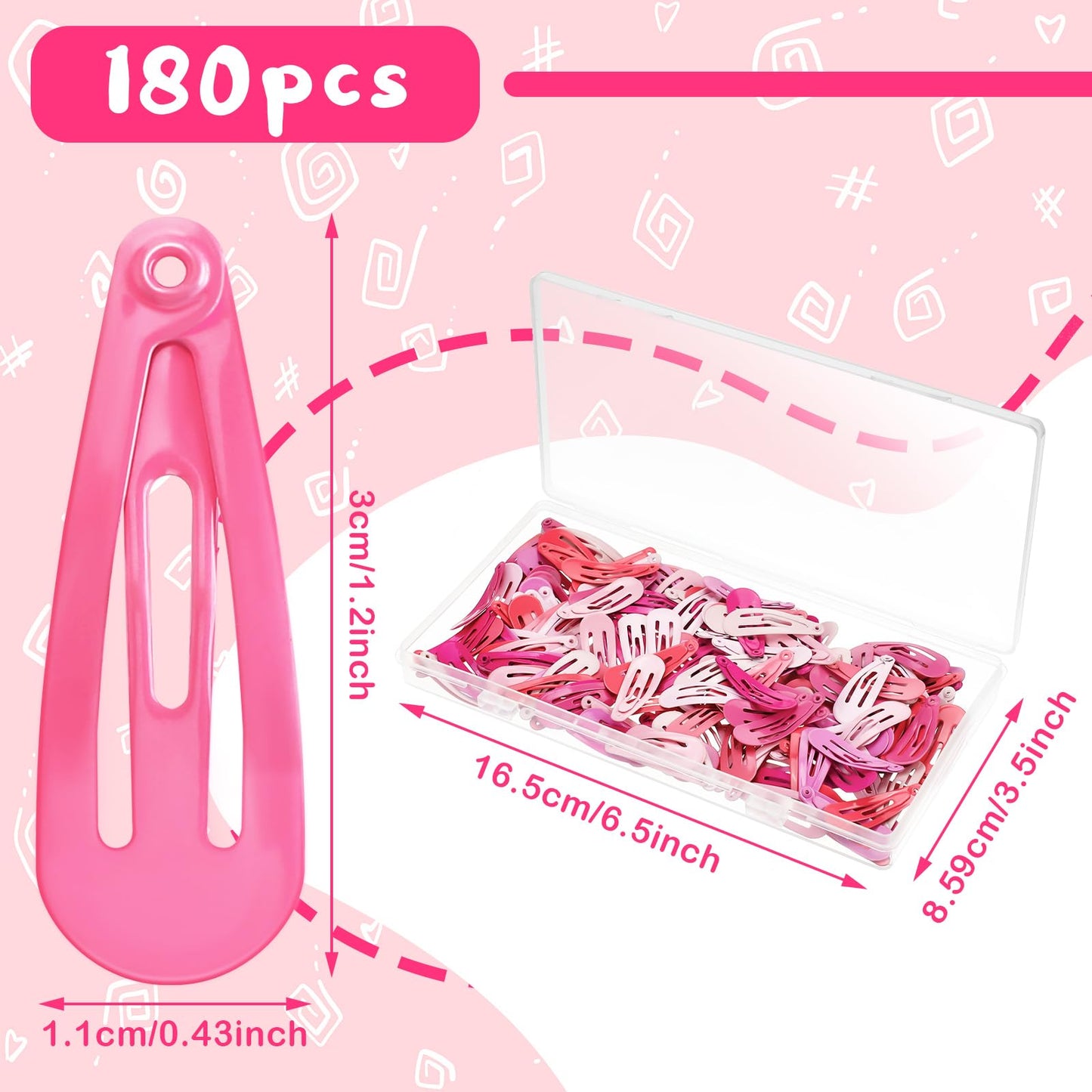 Cindeer 180 Pcs Snap Hair Clips Small Metal Barrettes Thin Hair Girls Hair Pins for Toddler Kids Women Accessories Salon Supplies (Pink Purple Color,1.2 Inch)