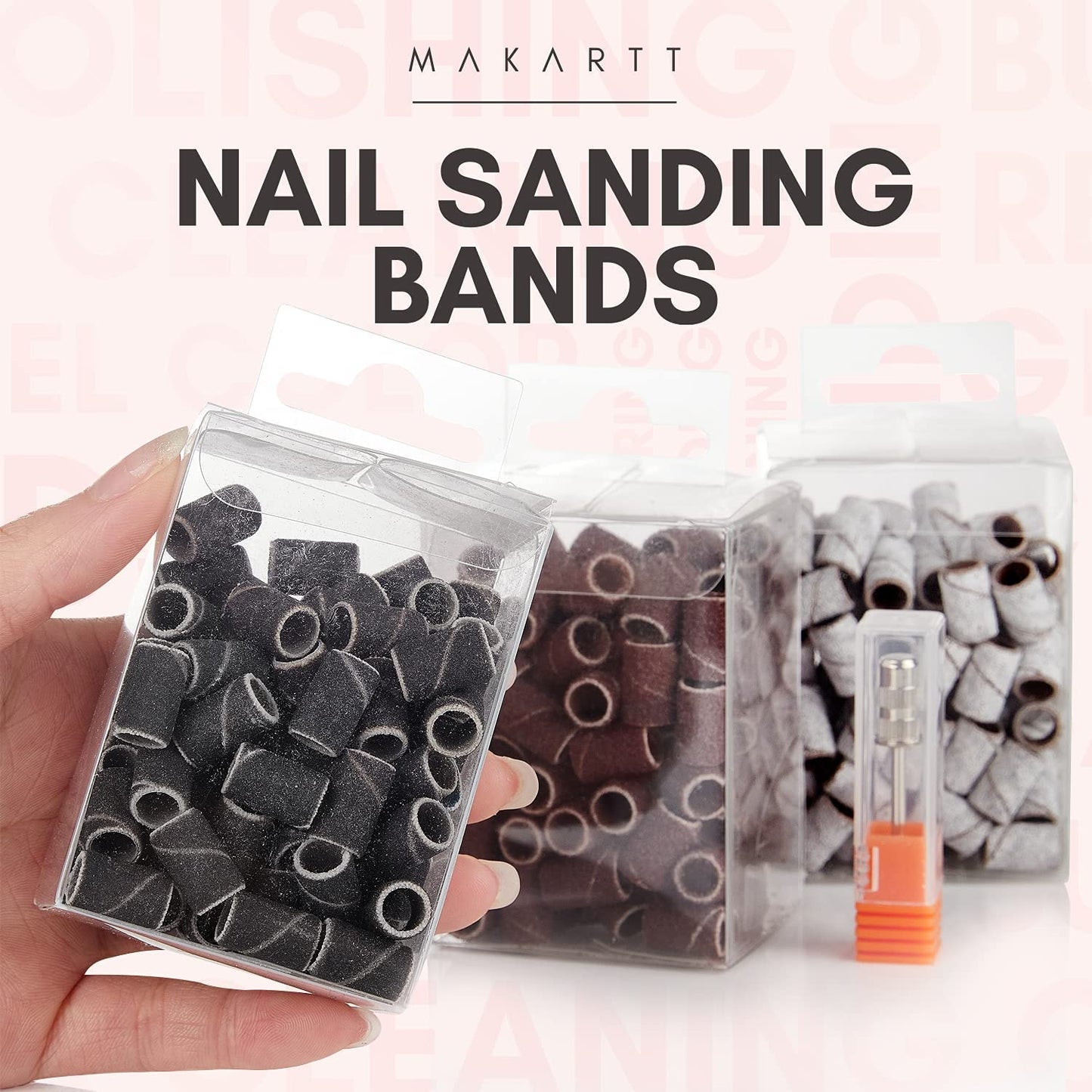 Makartt Nail Drill Portable Electric Nail File Machine Geneviere E File Pink JD700 Professional 30000RPM Manicure Drill Bundle with 300Pcs #80#150#240 Grits Nail Drill Bits Sanding Bands