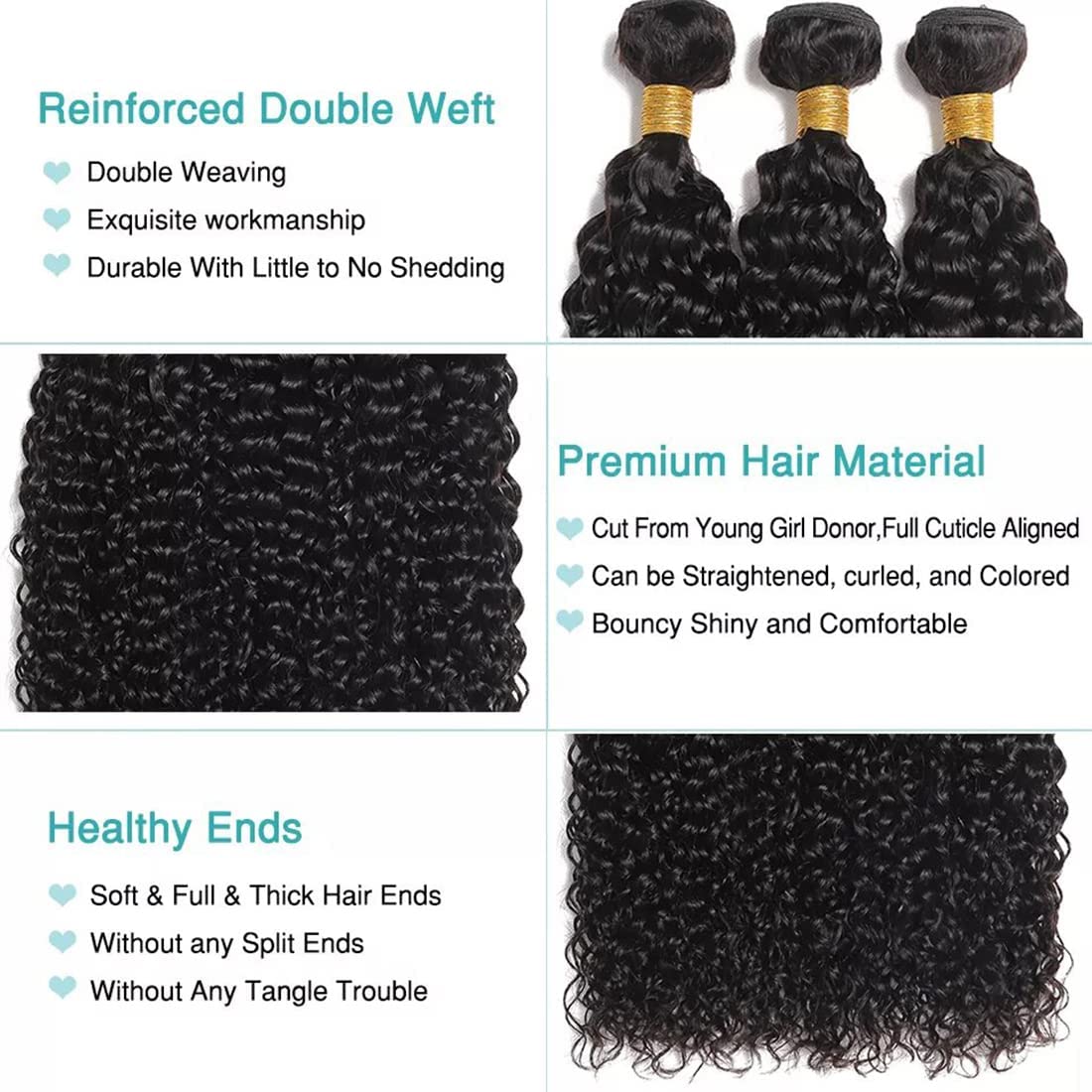 Deep Wave Bundles Human Hair 12A Brazilian Water Wave Human Hair Bundles 16 16 16 Inch 100% Unprocessed Virgin Deep Wave Human Hair Bundles Curly Bundles Wet and Wavy 3 Bundles Weave Double Weft