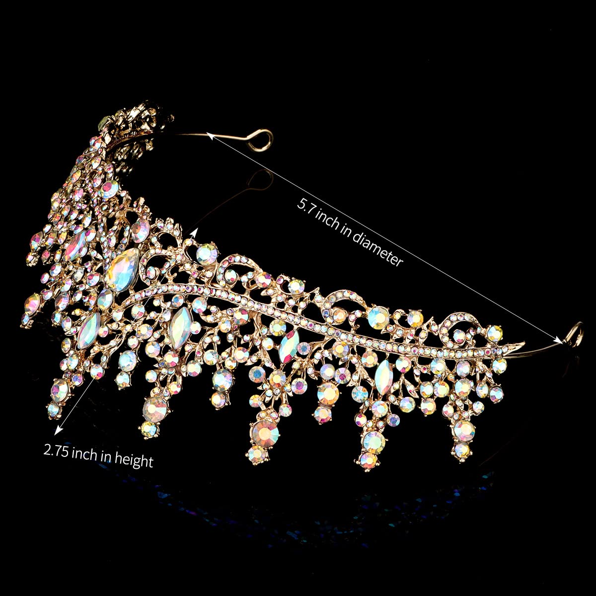 TOBATOBA AB Gold Crown for Women Wedding Tiara for Bride Queen Crown Crystal Tiaras and Crowns for Women Royal Princess Quinceanera Headpieces for Birthday Prom Pageant Halloween Cosplay Accessories