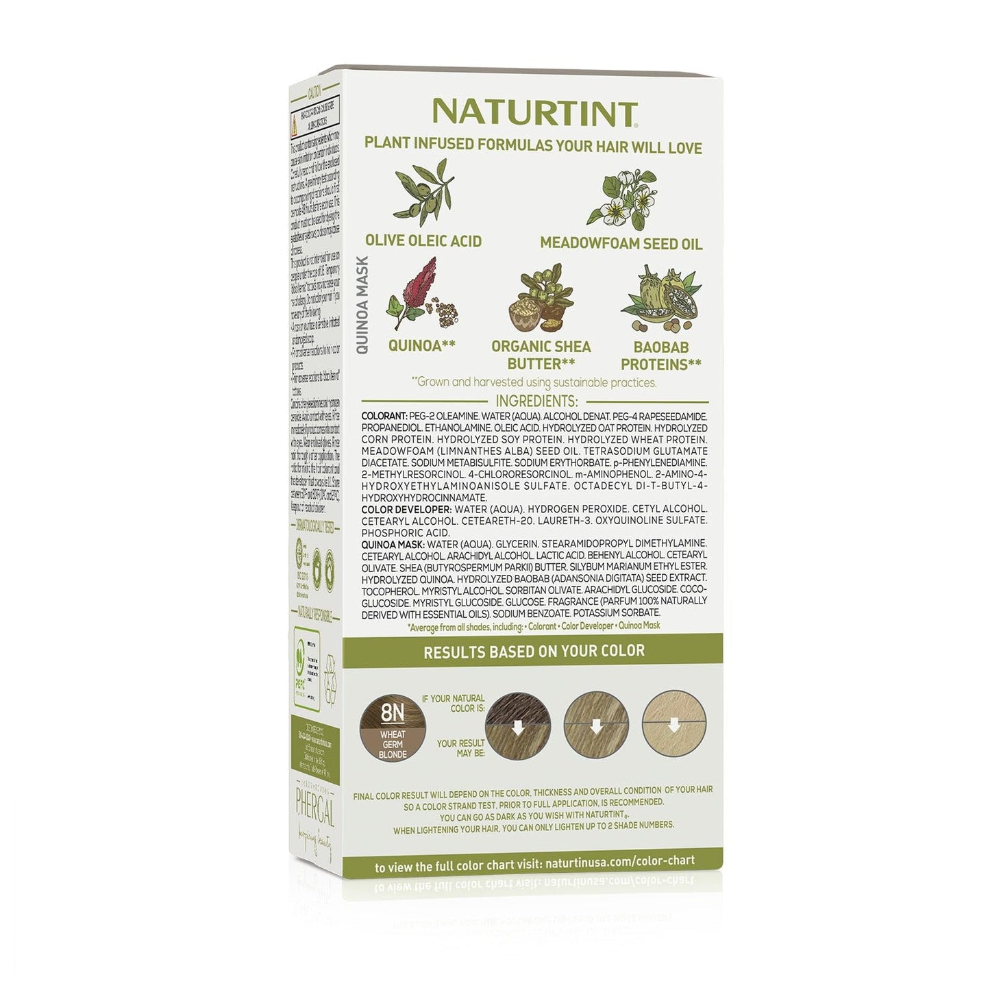 Naturtint 8N Wheat Germ Blonde Permanent Hair Color (Pack of 6), Ammonia Free, Vegan, Cruelty Free, up to 100% Gray Coverage, Long Lasting Results (Packaging may vary)