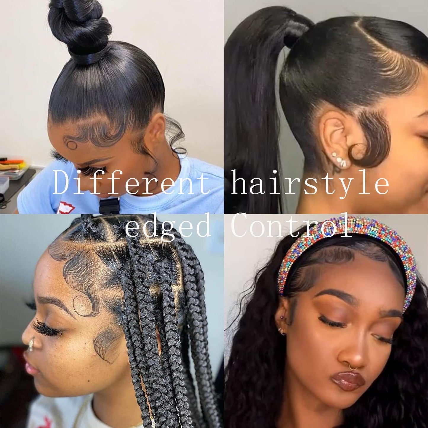 Lumhun HD Lace Edges Baby Hair for Black Women 2Pcs HD Lace Edges Fake Baby Hair Pieces Virgin Human Hair Swiss Hairline Instant Remy Baby Hair