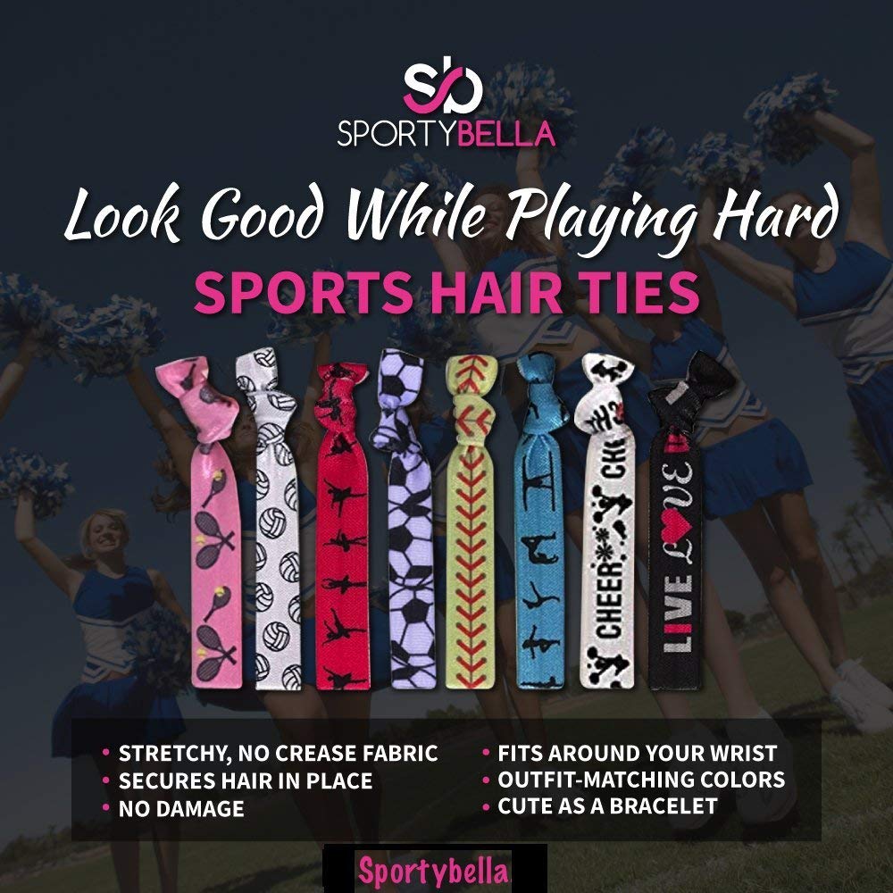 Infinity Collection Softball Hair Accessories, Blue, Set of 6 No Crease Hair Ties for Girls, Softball Player Team Gifts