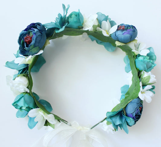 LLinfflr Fairy Flower Crown Woodland Headband Elf Floral Headpiece Forest Elven Circlet for Women Girls Bridal Wedding Prom Halloween Renaissance Cosplay Photo Green