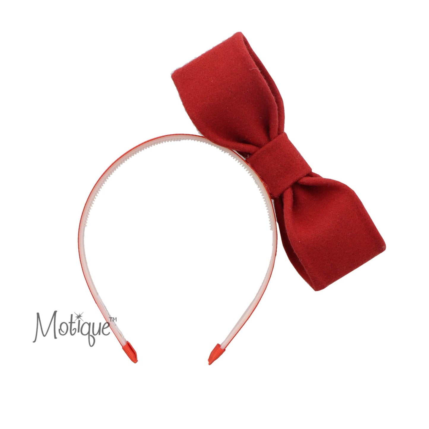 Girls Hard Holiday Headband with Wool Standing Bow - Rust