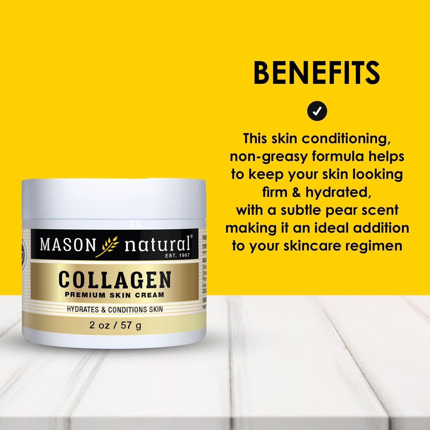 MASON NATURAL Collagen Premium Skin Cream - Anti Aging Face and Body Moisturizer, Intense Skin Hydration and Firmness, Pear Scent, Paraben Free, 2 OZ (3-Pack)