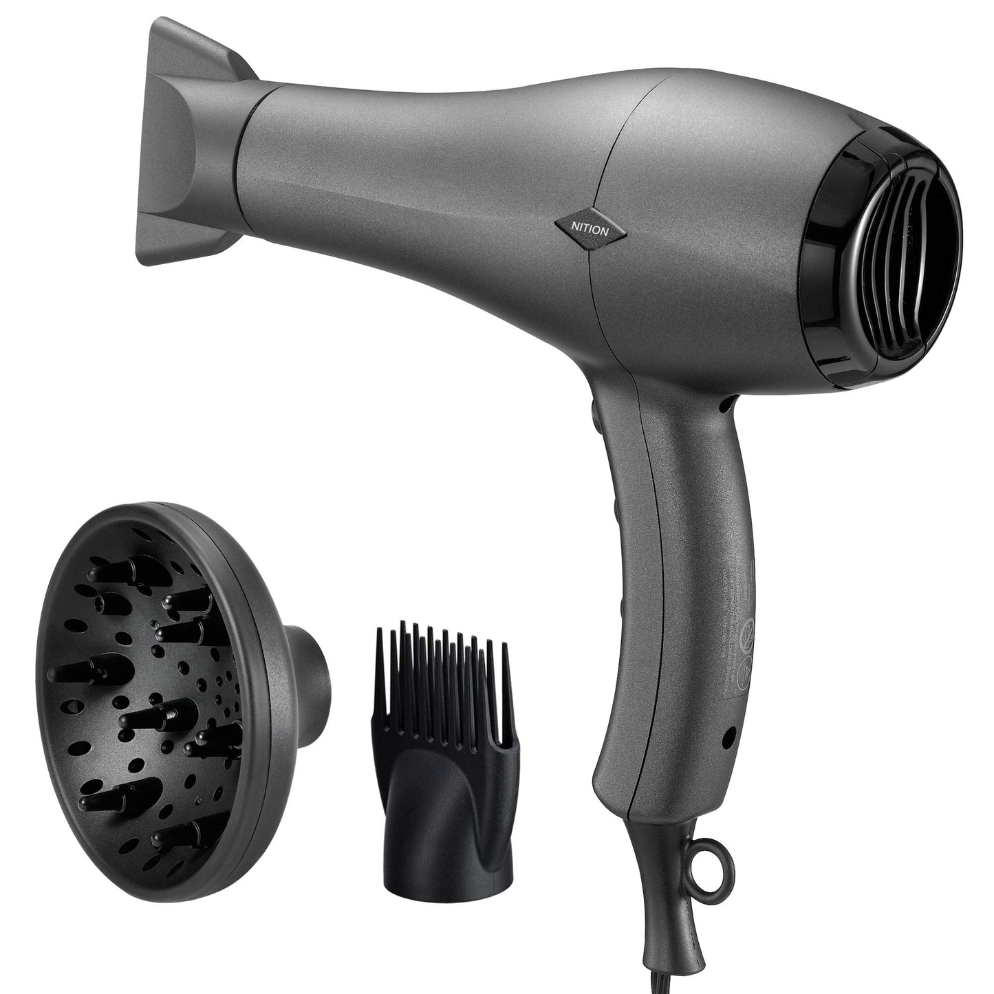 NITION Salon Hair Flat Iron and Hair Dryer with Diffuser/Comb Set