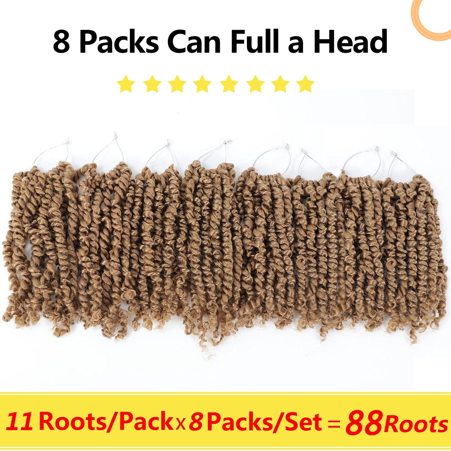 Fulcrum Passion Twist Crochet Hair 10 Inch, 8 Packs Pre Looped Passion Twist Hair, Pre-Twisted Passion Twist Crochet Hair For Black Women (10Inch (Pack of 8), 27#)