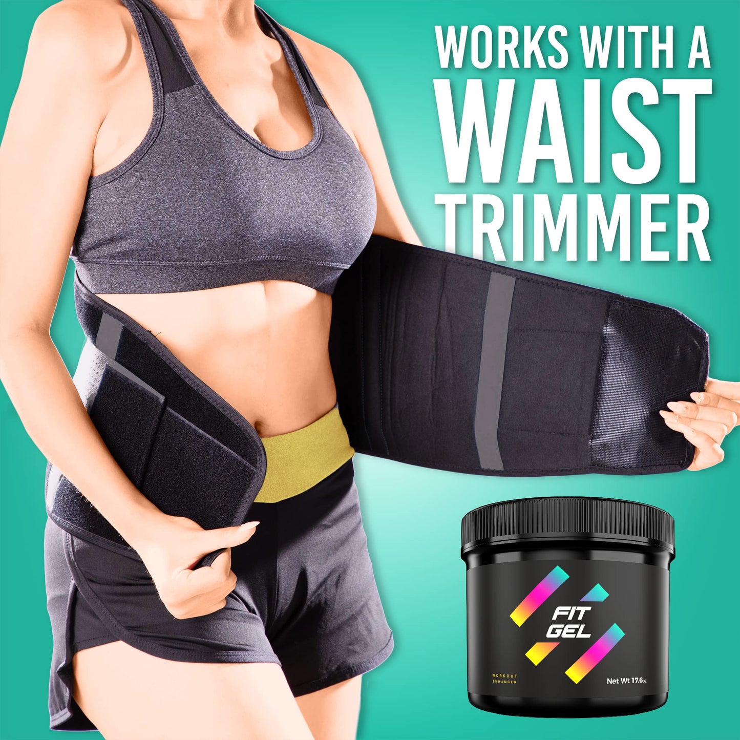 Fit Gel Work Out Enhancer Sweat Gel | Hot Cream Target Tummy Belly, Sweet Scent, Easy Apply Jar (17,6 Ounce, Original)
